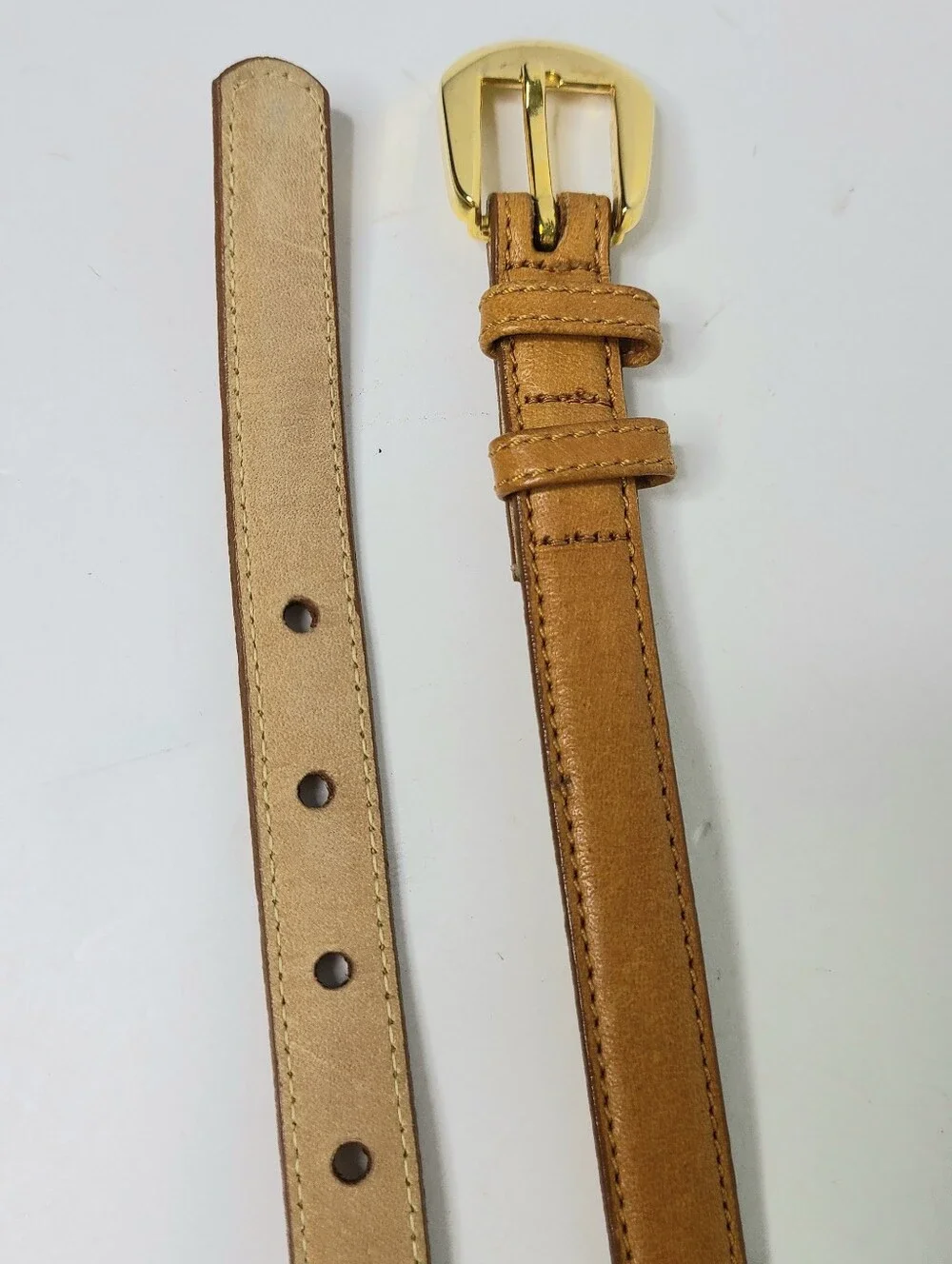 Pierre Cardin Tan Full Grain Cowhide Skinny Vintage Belt